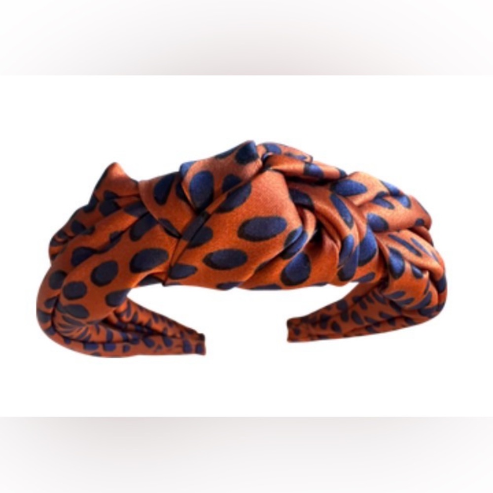 J. Crew Factory Orange and Blue Polka Dot Headband - Picture 2 of 3